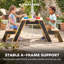 AIYAPLAY Picnic Table for Kids Sand Pit with Sunshade Parasol Ages 3-6