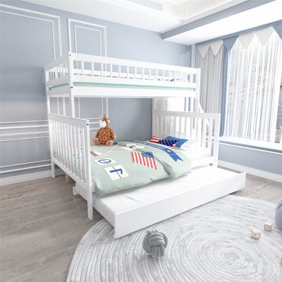 Kids Twin Over Full Bunk Bed with Trundle
