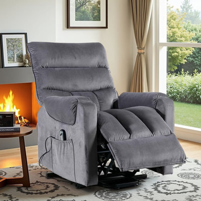 Fauteuil inclinable électrique pour personnes âgées, fauteuil inclinable pour personnes âgées, fauteuil inclinable en tissu avec poche latérale, fauteuil de salon avec accoudoirs rembourrés