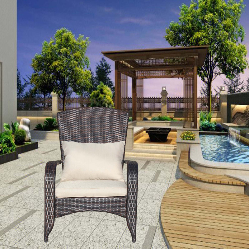 Chaise de patio avec coussins, Brun, Beige