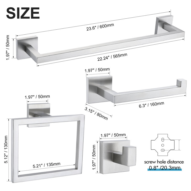 5 - Piece Bathroom Hardware Set (Set of 5), Brushed Nickel