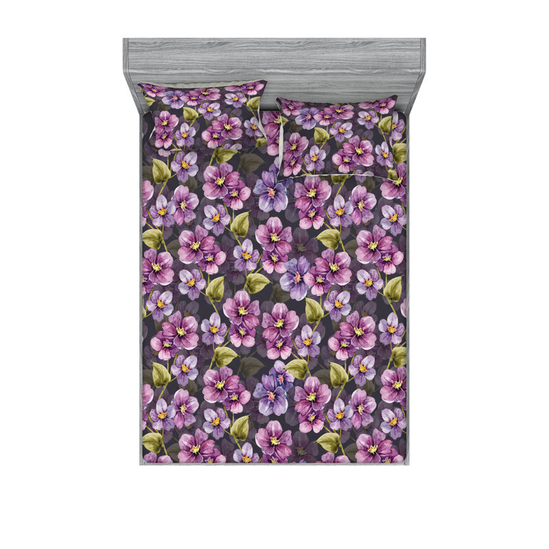 Ensemble de draps et taies décoratives Ambesonne, Vert pistache, lavande / floral