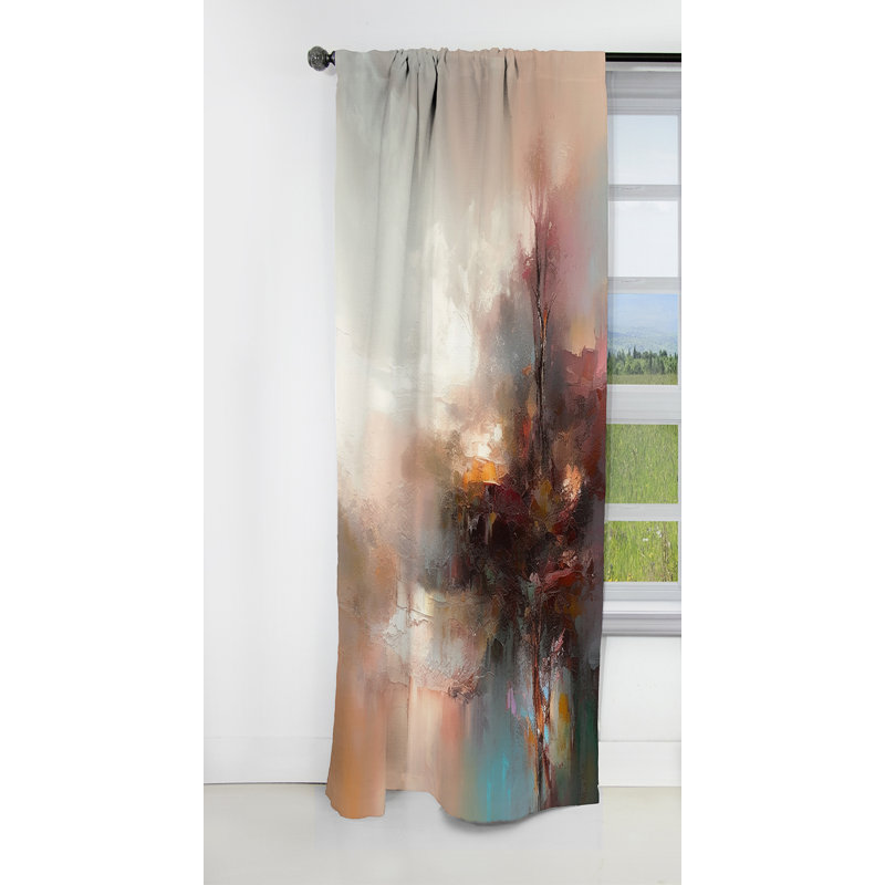 Rideau brun nature abstraite IV - Paysages - Rideau occultant abstrait - 1 panneau, L 52 po x L 84 po
