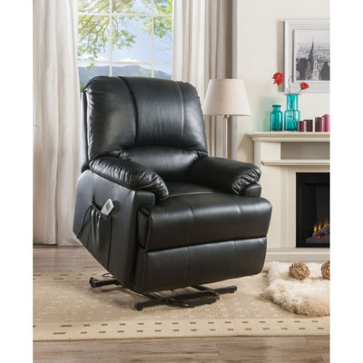 Beuna 34" Wide Faux Leather Power Zero Clearance Standard Recliner with Massager
