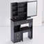 Petite coiffeuse avec tiroir de gauche et tabouret rembourré, très grand miroir coulissant, multi-couches, commode de rangement haute capacité, convient aux petits espaces, certificat EPA, GCC, UL-106678325