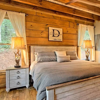 Set Of 2 Rustic Western Deer Table Lamps | 26" Natural Antler Bedside Lamps With Shade, USB Ports, Nightlight, Wireless Charging For Bedroom, Christmas, Living Room, Foyer, Office