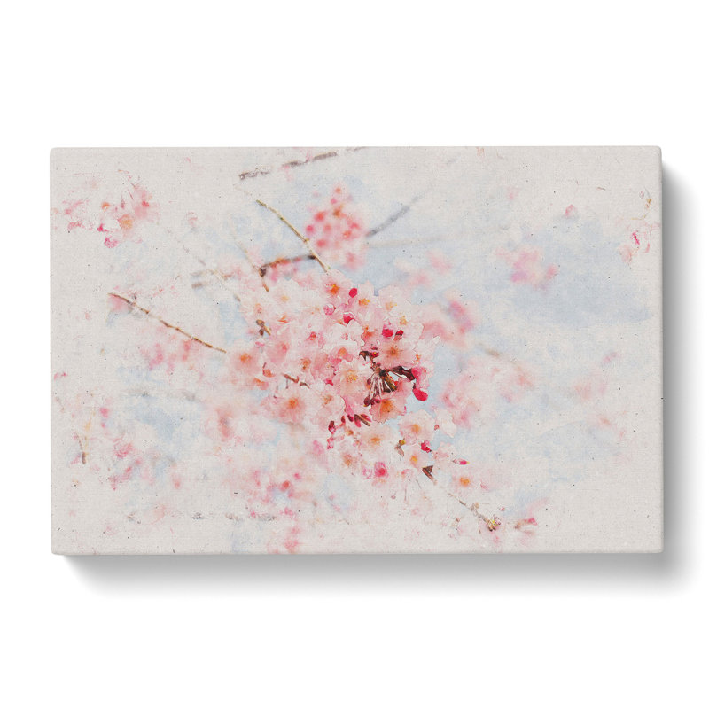 Pink Cherry Blossom Flowers Vol.9 - Wrapped Canvas, 35cm H x 50cm W x 3cm D