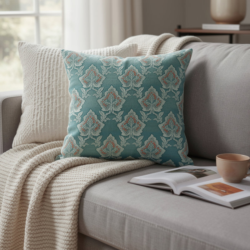 Thersa Floral Throw Pillow, 18.8"H x 18.8"W