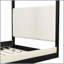 Lit plateforme à baldaquin en bois grand avec tête de lit tapissier, structure noire et tissu blanc