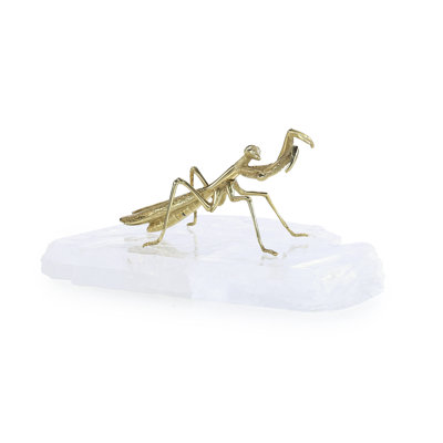 Brass Mantis Sculpture On Selenite