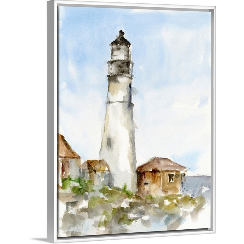 Étude du phare Plein Air I par Ethan Harper - reproduction d'art, Toile blanche encadrée, 18" H x 14" W x 1.75" D