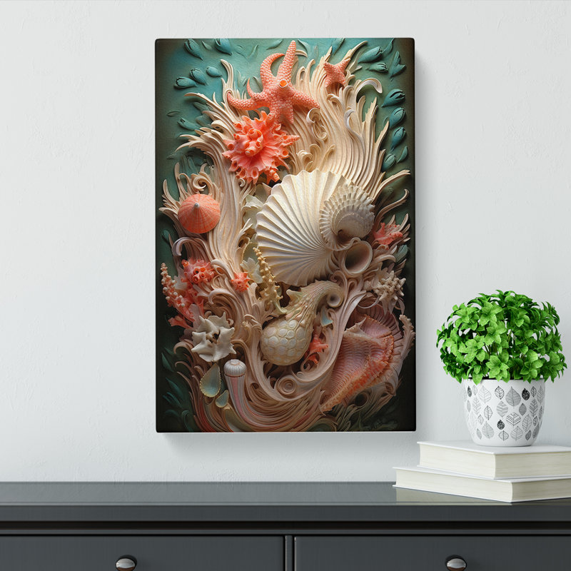Seashell Symbolism Art - Wrapped Canvas, 50cm H x 35cm W x 3cm D