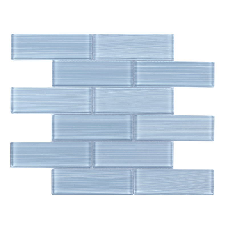 Premium Hand Painted 2" x 6" Glass Mosaic Subway Tile, Soft Gray