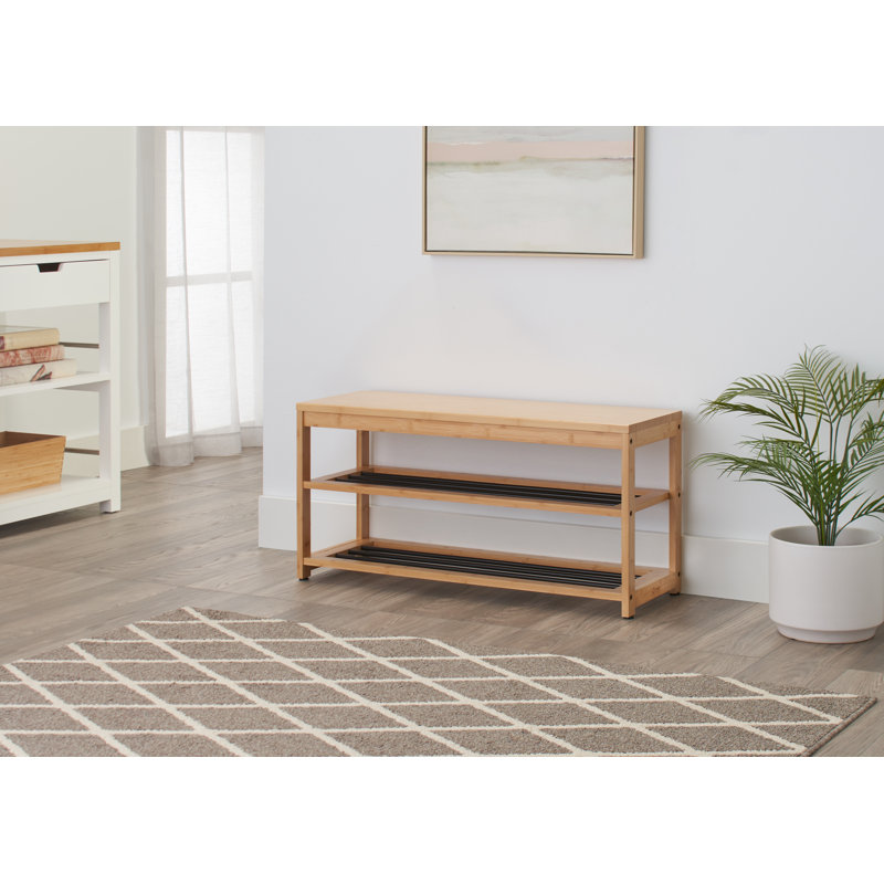  Ecostorage® 3-tier Bamboo & Metal Shoe Bench, Bronze