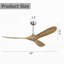 Ventilateur de plafond extérieur 60 pouces avec moteur à courant continu, télécommande et 3 pales sans lumière