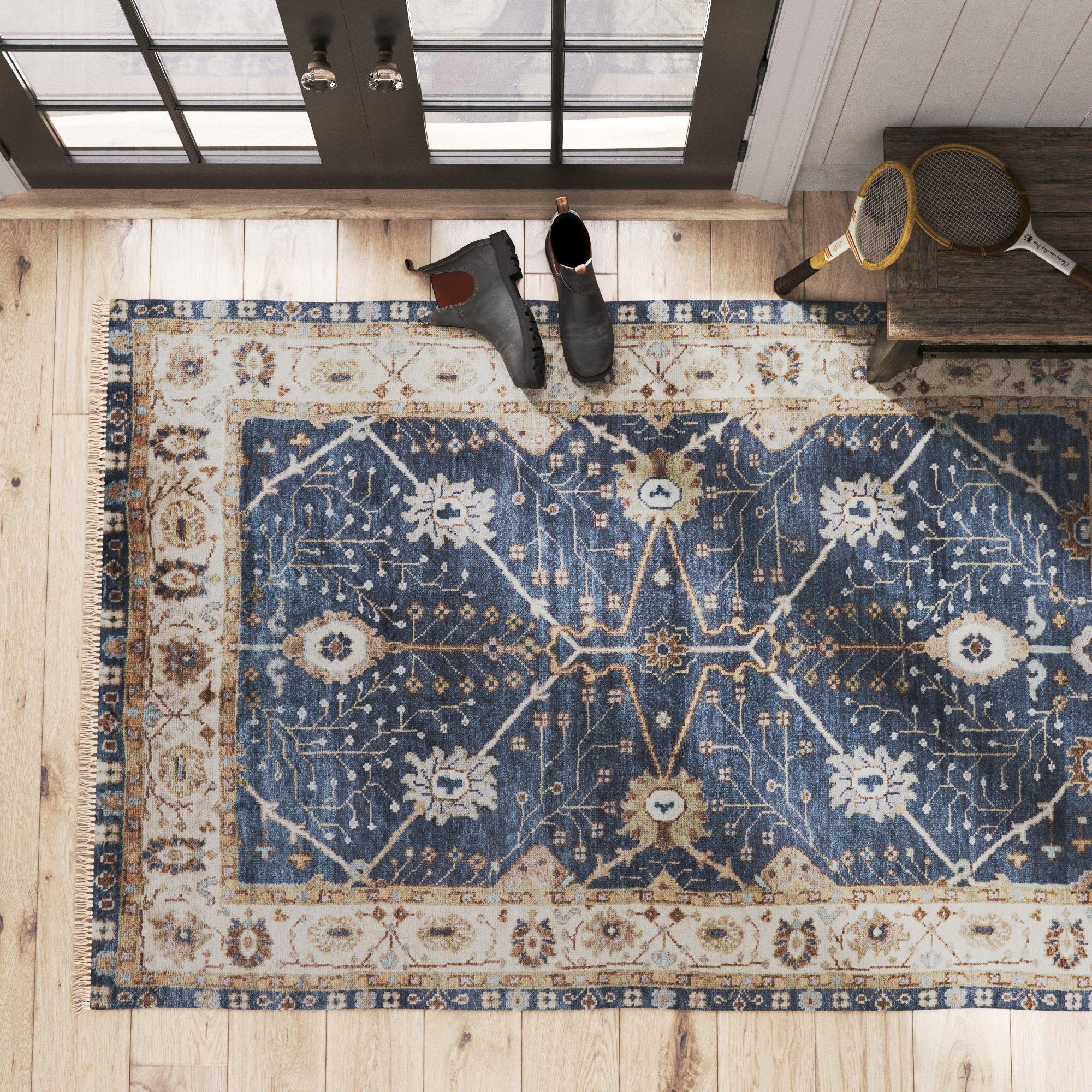 Mccombs Handmade Wool Rug, Rectangle 5' x 8'
