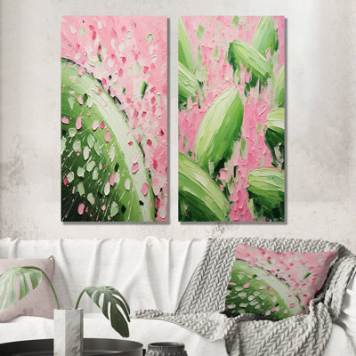 Ensemble de 2 reproductions d'art sur toile Melon Bounty IV - vert et rose