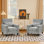 Fauteuil d'appoint rembourré Mirello avec garniture cloutée, pieds en bois massif (ensemble de 2)