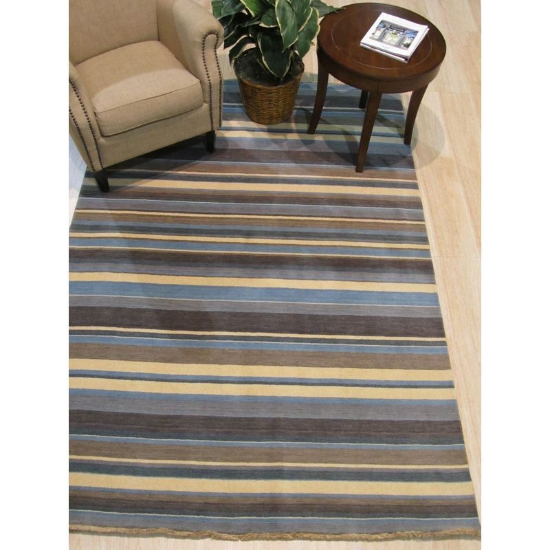 Tapis bleu fait à la main Galeana, Rectangle 10 pi x 13 pi