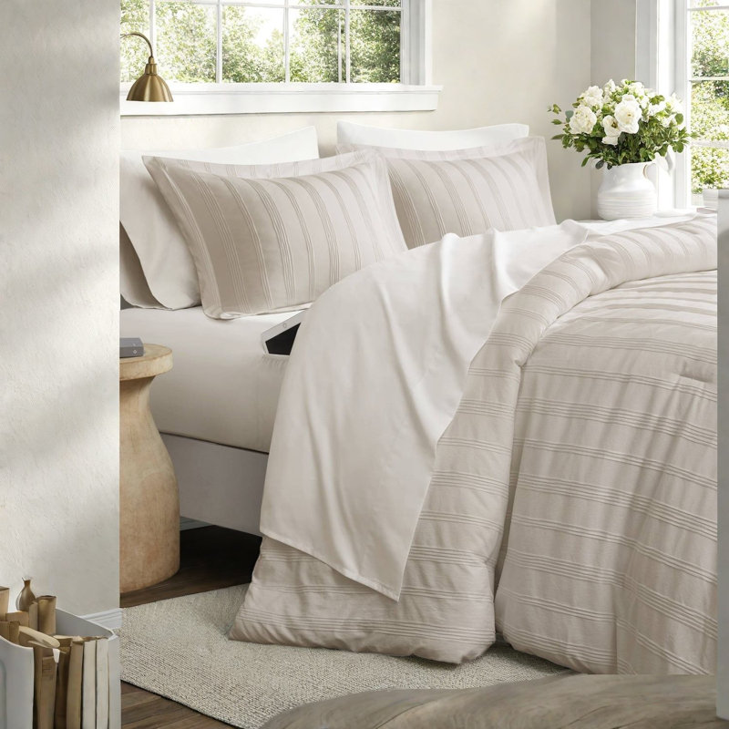 Piece Cal King Bedding Sets, Polyester Striped Modern Home Comfort