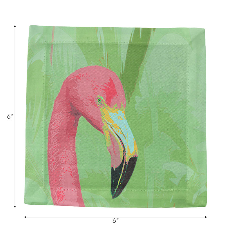 Palm Springs Cotton Sateen Cocktail Napkins, Flamingo