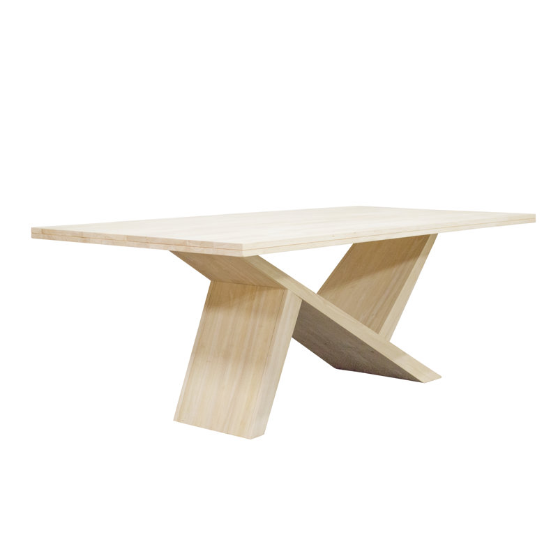 Abdulmedjit Rubberwood Rectangular Solid Wood Top with Solid Wood Base Dining Table