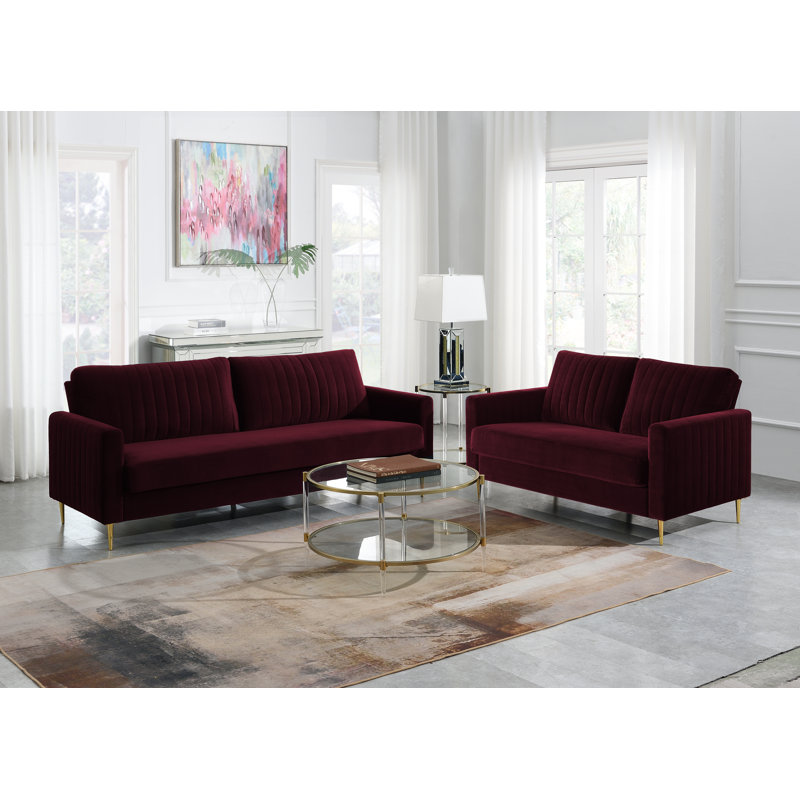 Maricopa 2 - Piece Velvet Living Room Set, Burgundy