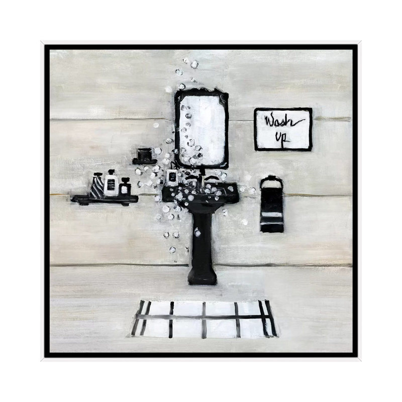 «Wash up Bath» par Sally Swatland - reproduction d'art, H 37 po x l 37 po x P 1,5 po, Toile blanche encadrée, Pas de tapis