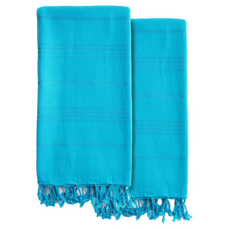  Ensemble de 2 serviettes en coton turc, Turquoise