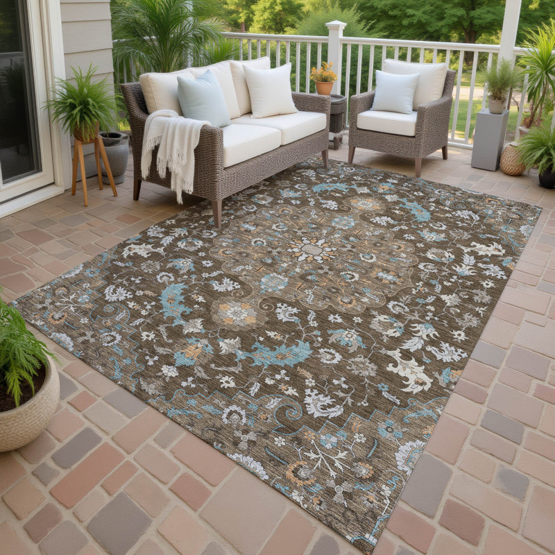 Machine Washable Indoor/Outdoor Chantille ACN2564 Global Rug, Chocolate, 2'6" x 3'10"