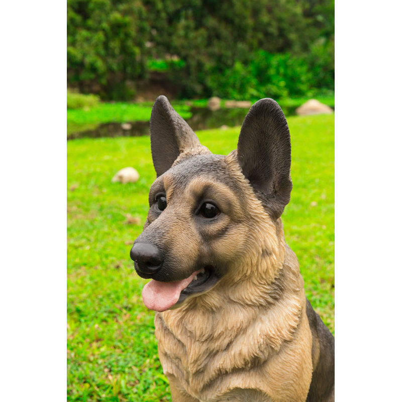 Sitting German Shepherd Statue, 15.55" H x 7.87" W x 12.4" D