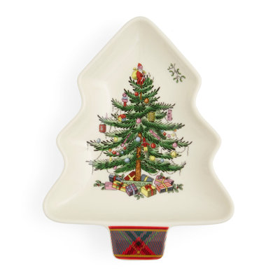 Spode Christmas Tree Tartan Spoon Rest 7"