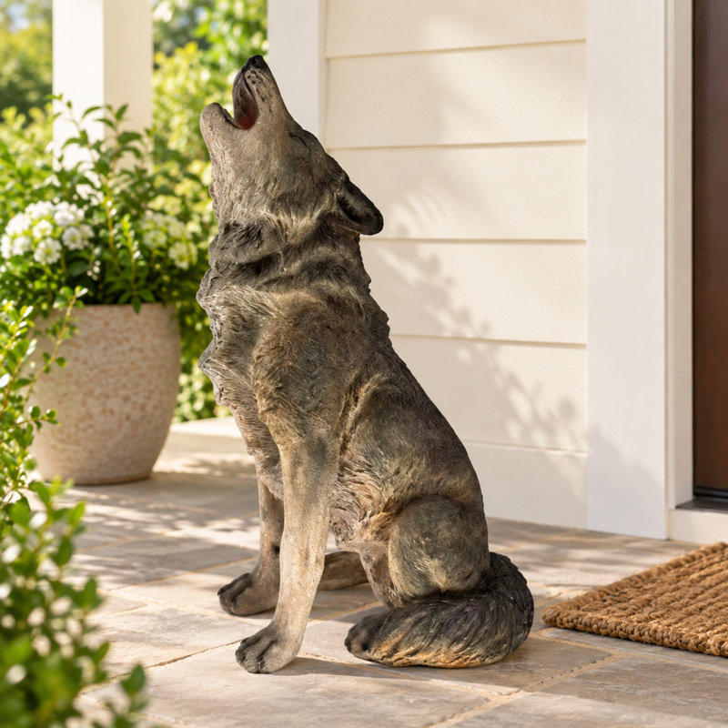 Howling Wolf Garden Statue