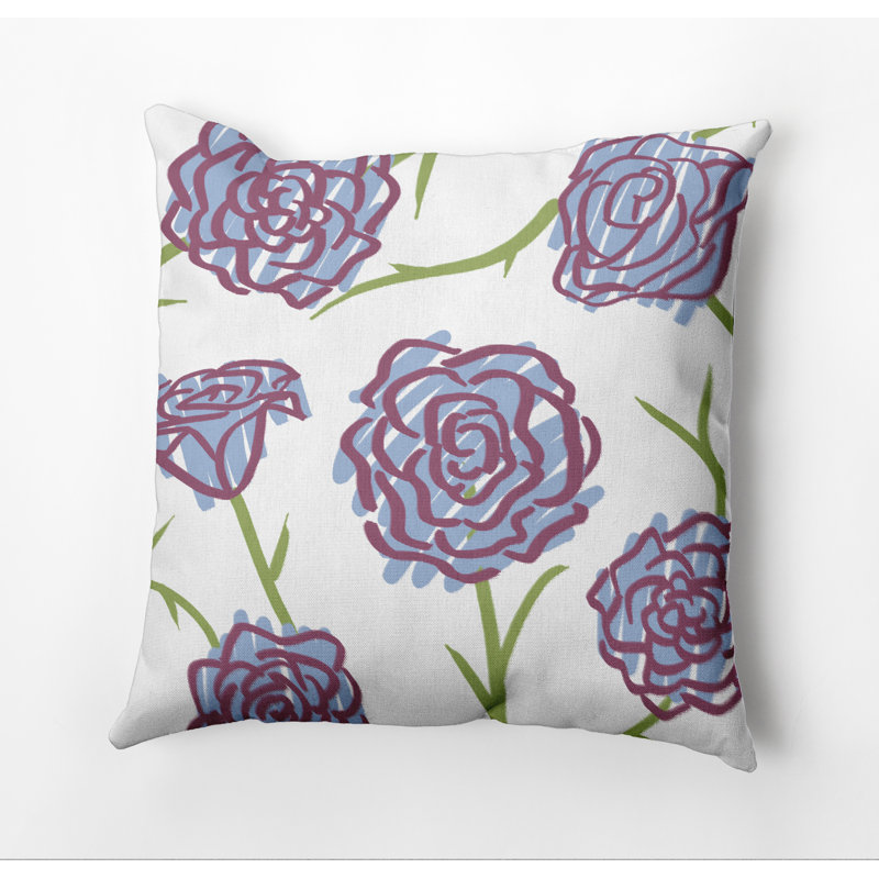 Housse de coussin d'extérieur carré Botanical Blooms, 18 po x 18 po, Bleu