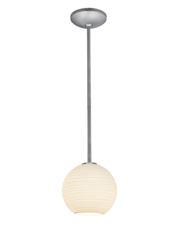 Weber 1 - Light Sphere Pendant, Brushed Steel, Rod, 54" H x 8" W x 8" D