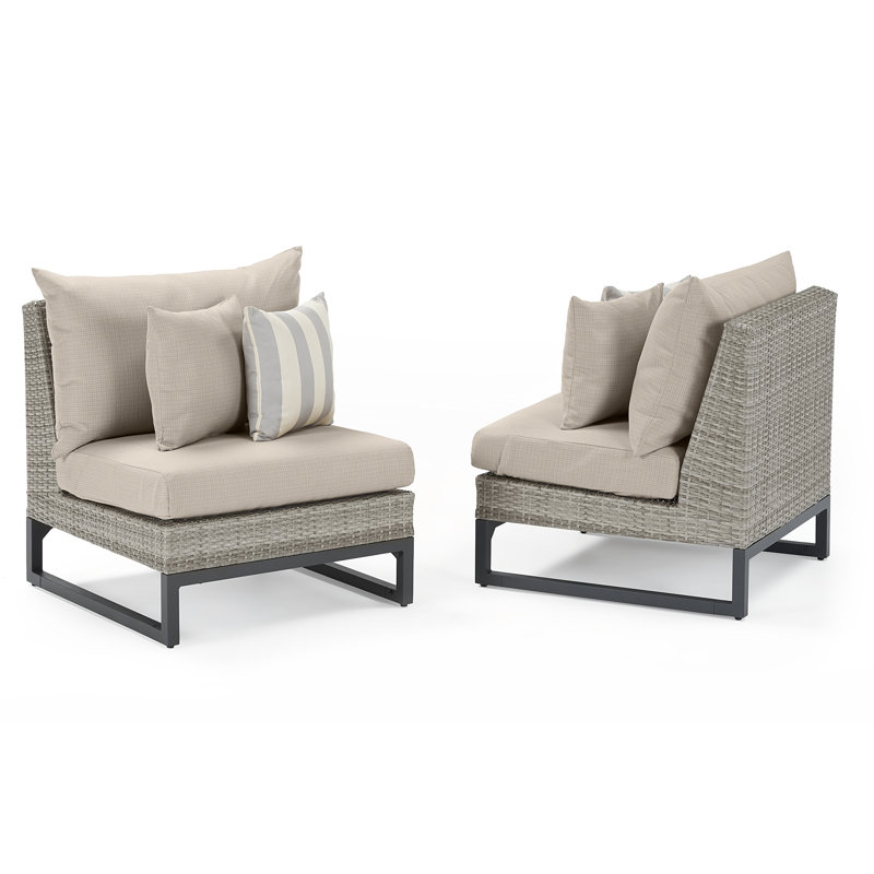 6 Piece Outdoor Sectioanl Seating Group, Cast Coral Sunbrella® Plainweave, Gray