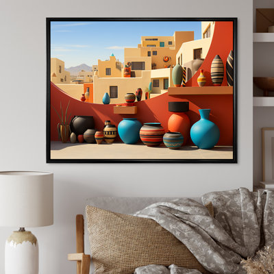 Art mural rouge, formation de poterie rouge cubiste