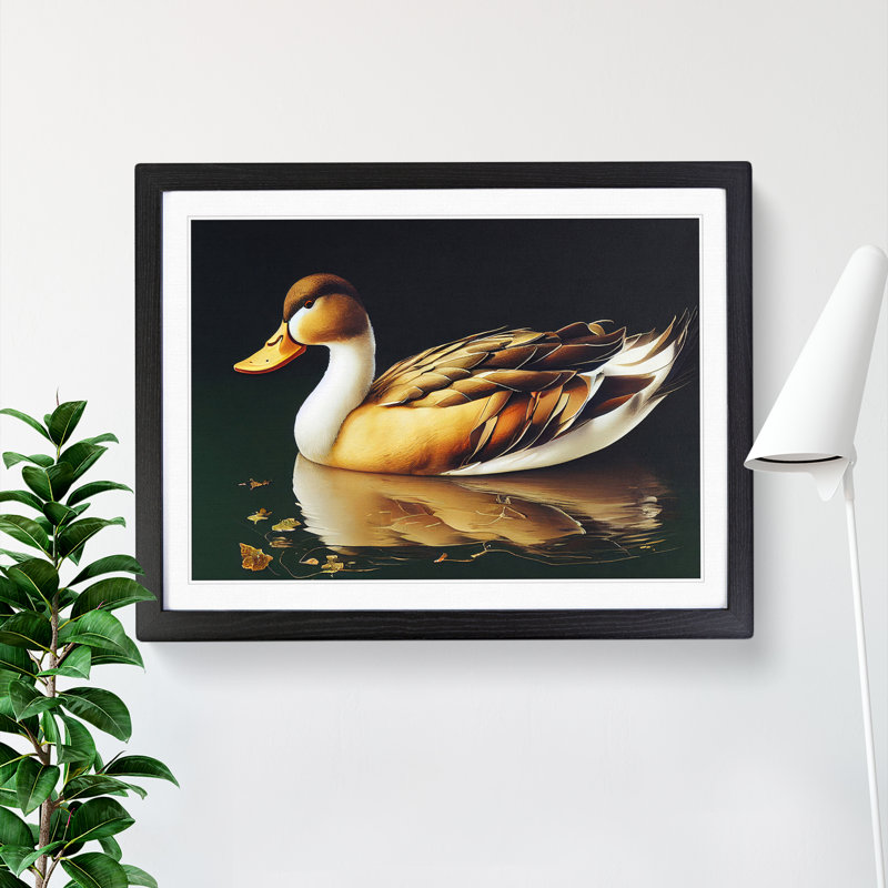 Enticing Duck - Single Picture Frame Painting, Black , 25cm H x 34cm W x 2cm D