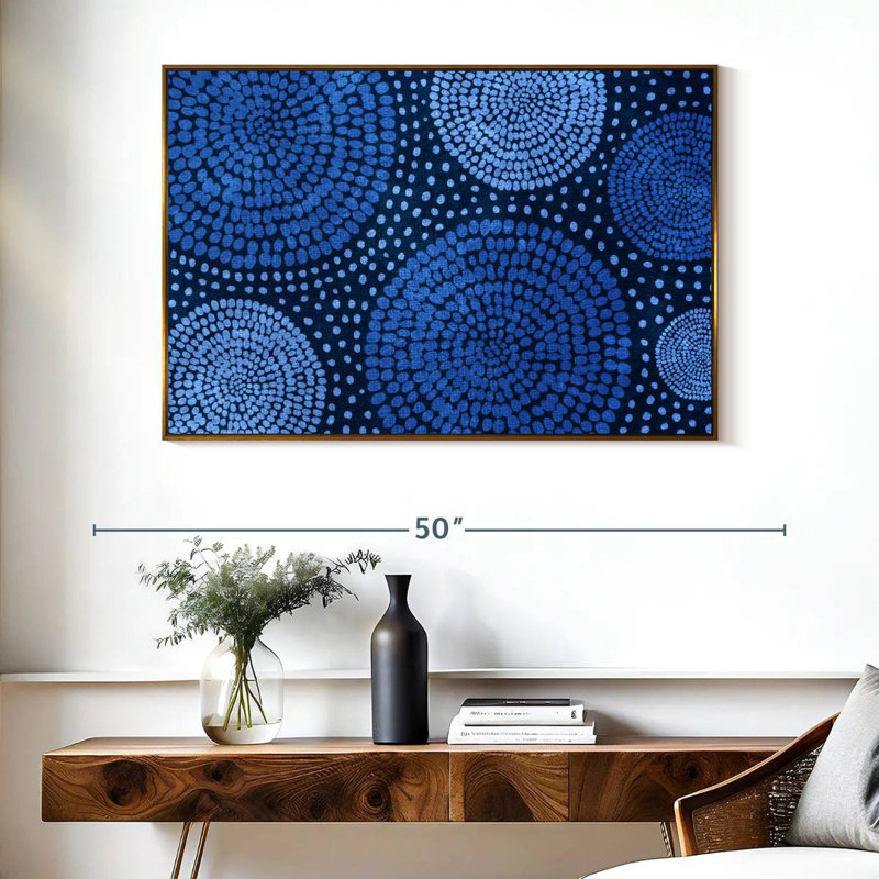 Cercles bleus d'Afrique, Cadre flottant doré, 40 po x 27 po
