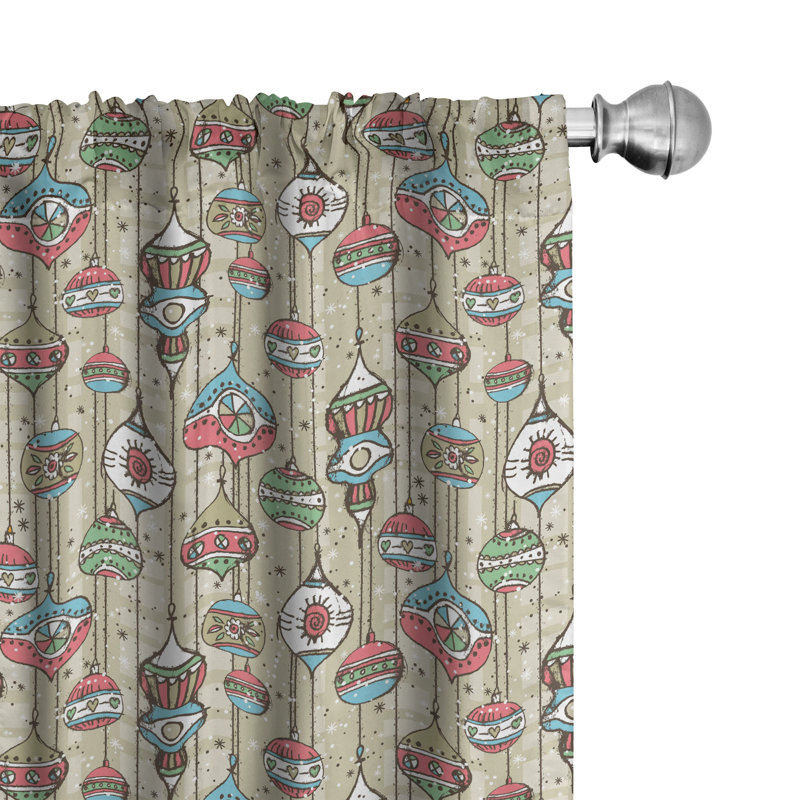 Christmas Tree Semi-Sheer Rod Pocket Curtain Panels, 28" x 95"