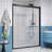 Half Frameless Double Sliding Glass Shower Door, SGCC Certified 1/4 Inch (6Mm) Transparent Tempered Glass, With Safety Explosion-Proof Film, Matte Black Finish 44-48 Inches X 72 Inches