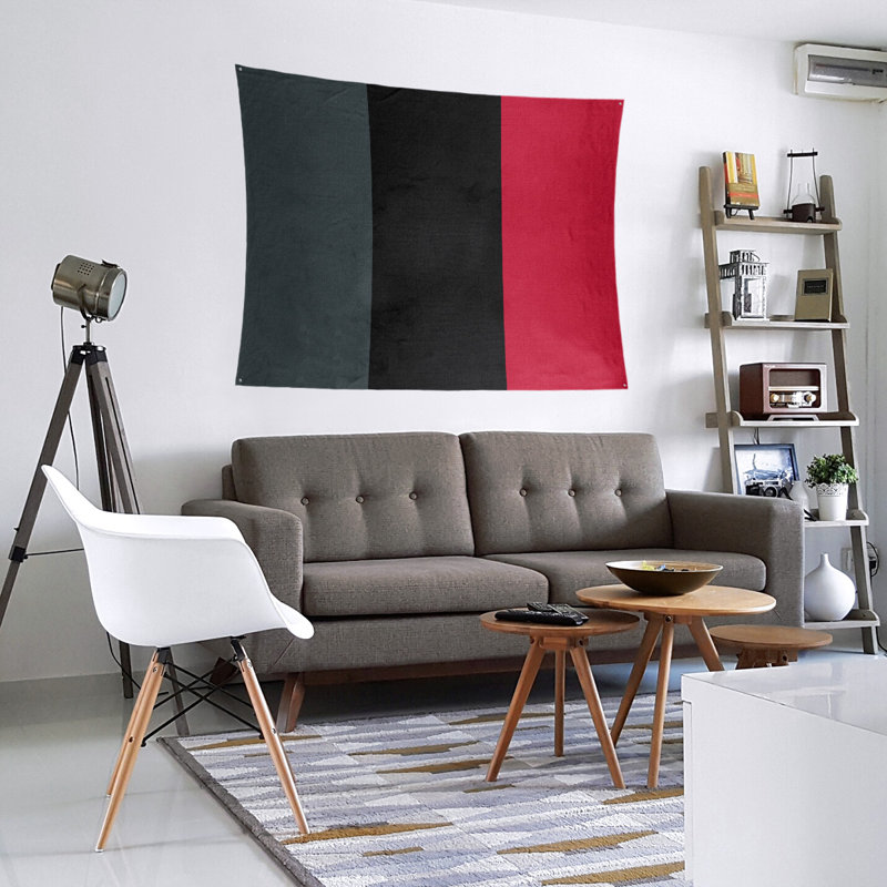 Tapisserie de polyester Las Vegas, H 88 po x l 104 po, Gris acier / noir / rouge
