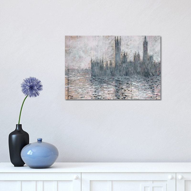 Westminster, Grey 1 Piece Wrapped Canvas Painting, 30.48cm H x 45.72cm W x 1.91cm D