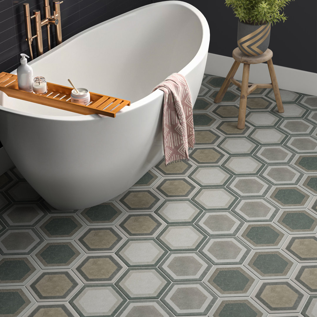 Traffic Hex 9" x 10" Porcelain Patterned Wall & Floor Tile Merola Tile