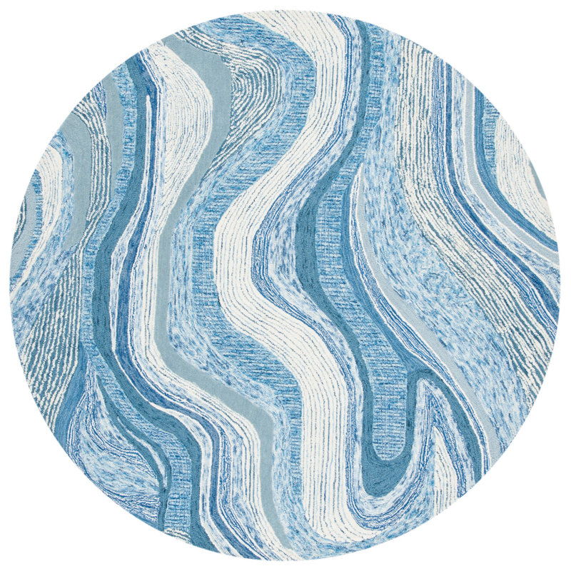 Albrian Hand Tufted Wool And Cotton With Latex Abstract Rug, Round 6'