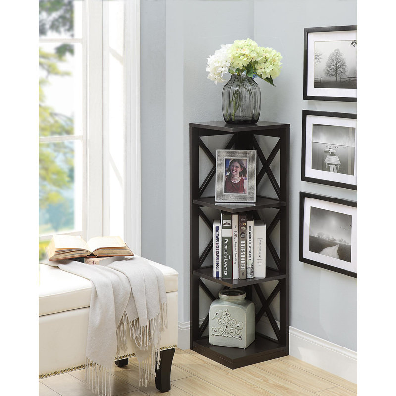 Darek 38.5" H x 12" W Corner Bookcase, Espresso