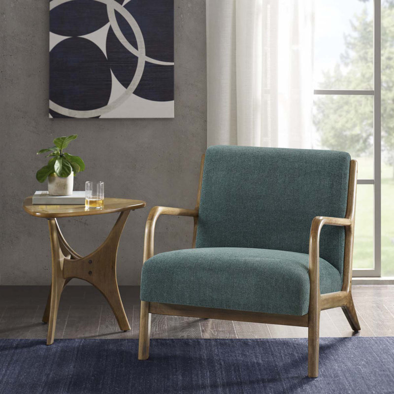 Chaise rembourrée en polyester avec 4 pieds, Polyester bleu sarcelle