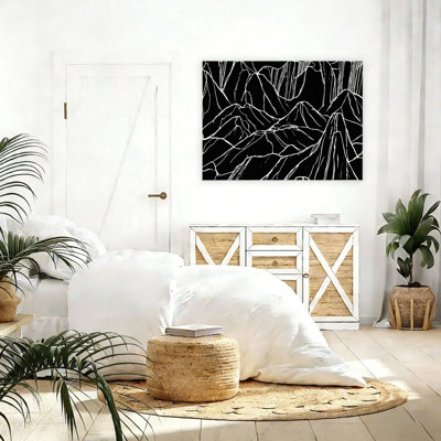 Art mural 18 x 24 pouces noir et blanc en marbre pour décor de bureau