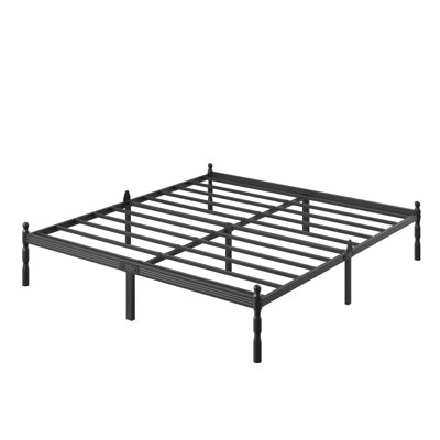 14" Black Metal King Bed Frame with Roman Style Legs