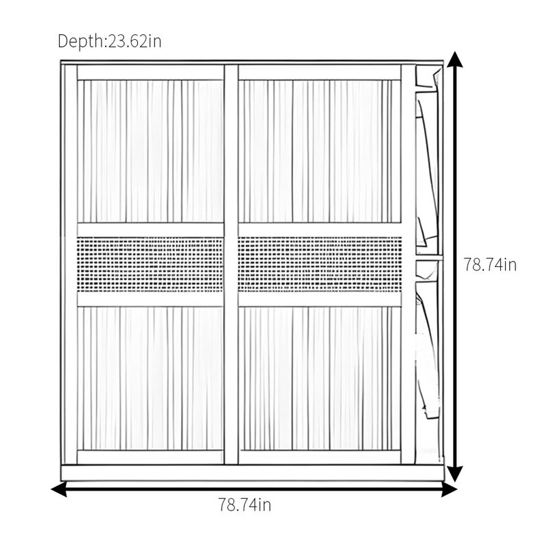 Armoire rétro en rotin tissé classique, H 78,74 po x l 78,74 po x P 23,62 po